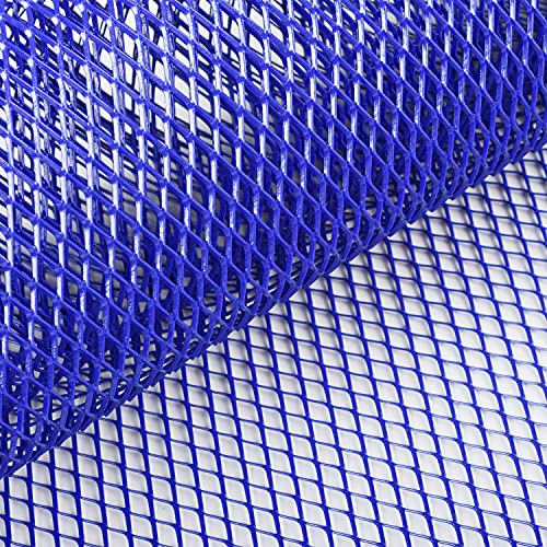 Image of AggAuto Universal 40 inchx13 inch Car Grill Mesh - Aluminum Alloy Automotive Grille Insert Bumper Rhombic Hole 6x12mm, One of the Most Multifunctional Shape Grids Blue