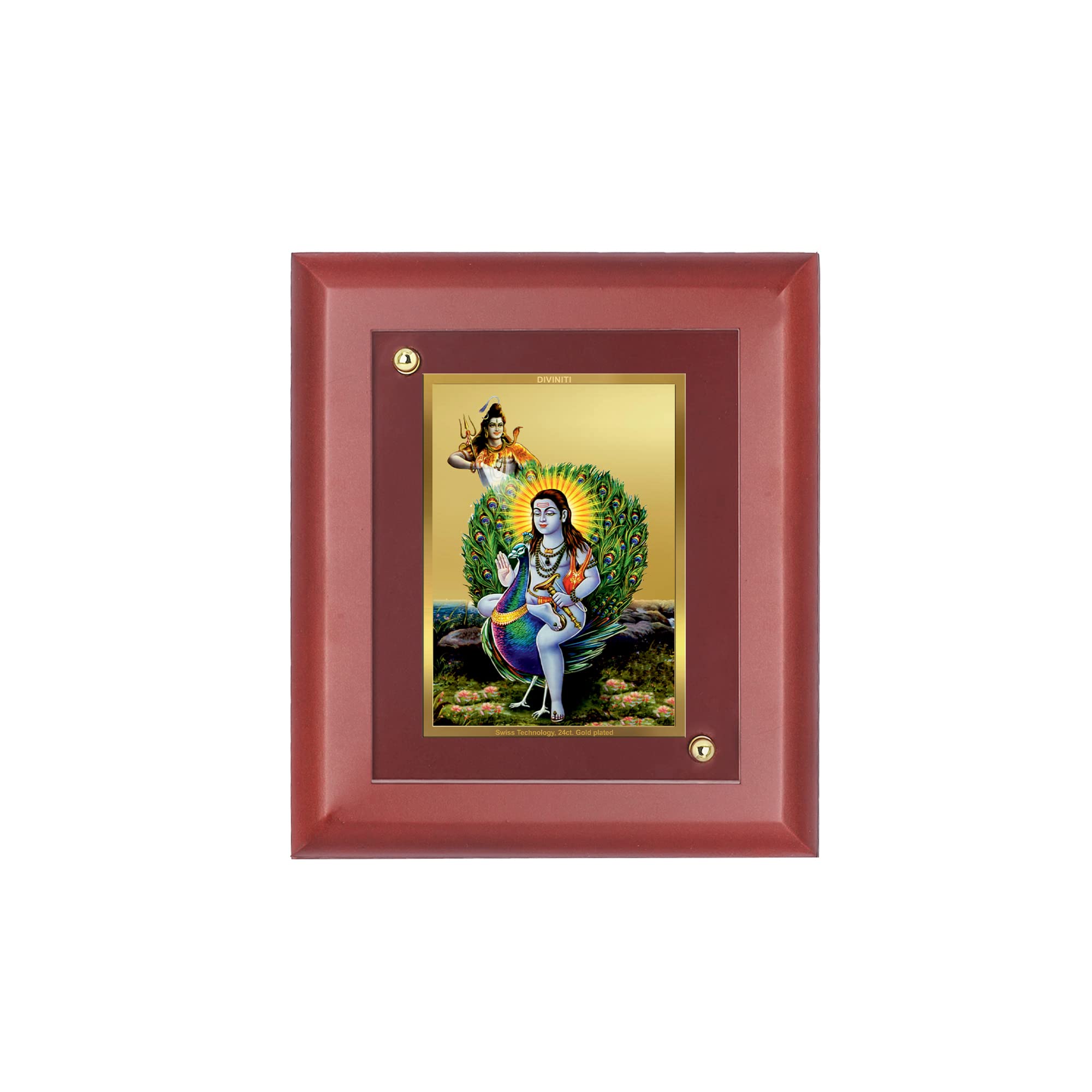 DIVINITI Baba Balak Nath Gold Plated Wall Photo Frame, Table Décor| MDF 1 Wooden Wall Photo Frame and 24K Gold Plated Foil| Religious Photo Frame Idol For Pooja, Gifts Items (16.5CMX14.0CM)