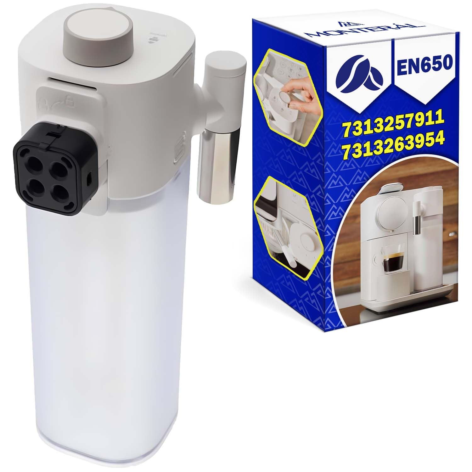 Milk Frother Electric for Coffee Pod Machines with Original Code 7313263954 7313257911 for DeLonghi for Nespresso Gran Lattissima EN650.W F531 WH