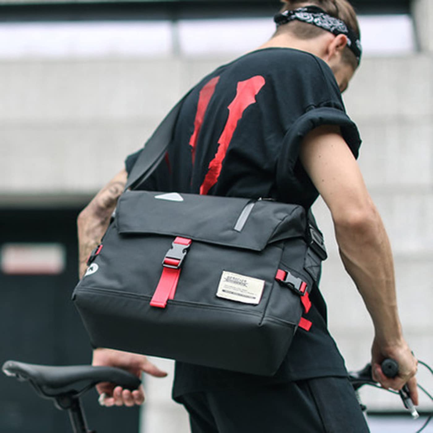 Borsa messenger classica, resistente, impermeabile, piccola borsa messenger per computer portatile, per uomo e donna, borsa a tracolla per bici con messaggio