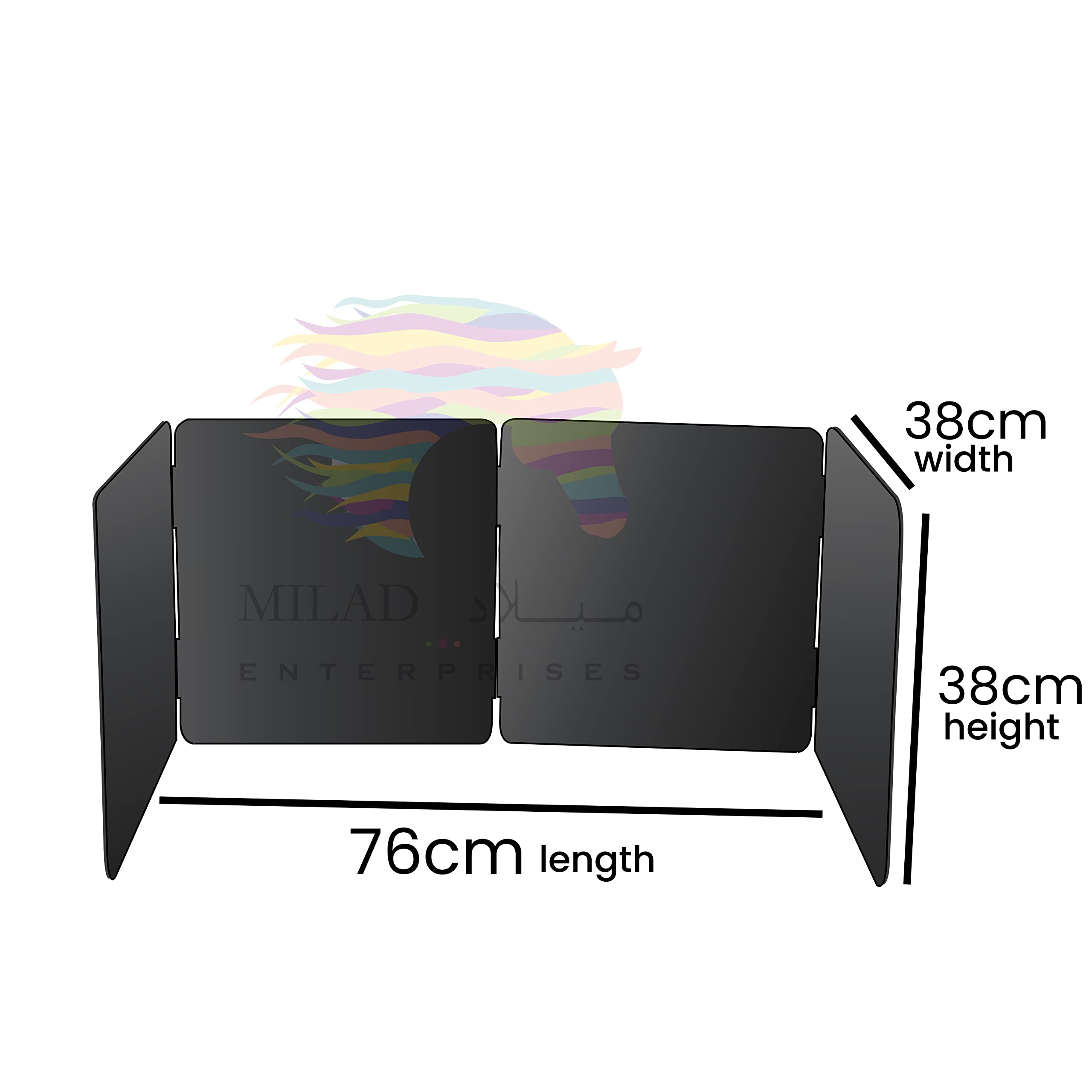 MILAD Kitchen Shield 4 Fold Kitchen Gas Stove Wall Protector Oil Splash Spatter Shield (76 L x 38 W x 38 H CM, Black) - Image 4 thumbnail