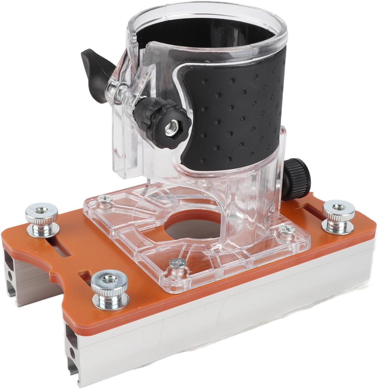 Trimming Router Protection Cover, Trimming Machine Base with Aluminum Alloy Slot Plate Locator and Transparent, Compatible with 65mm Trimmers for Woodworking Grooving Chamfering