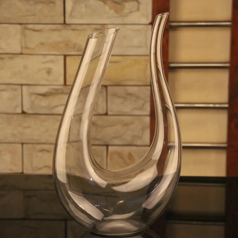 Caraffa per vino da 1,5 l, in vetro di cristallo, elegante decanter per vino rosso, vino bianco e vino rosato – Aeratore per vino fatto a mano per uno sviluppo ottimale – Caraffa decantatrice da 1500