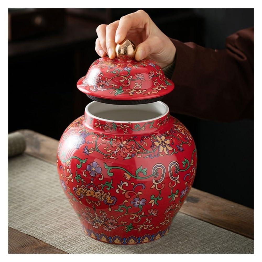 Pojemnik na herbatę Klasyczny emaliowany ceramiczny pojemnik na herbatę, duży, czarno-zielony, zamykany słoik do przechowywania w domu(Blue)
