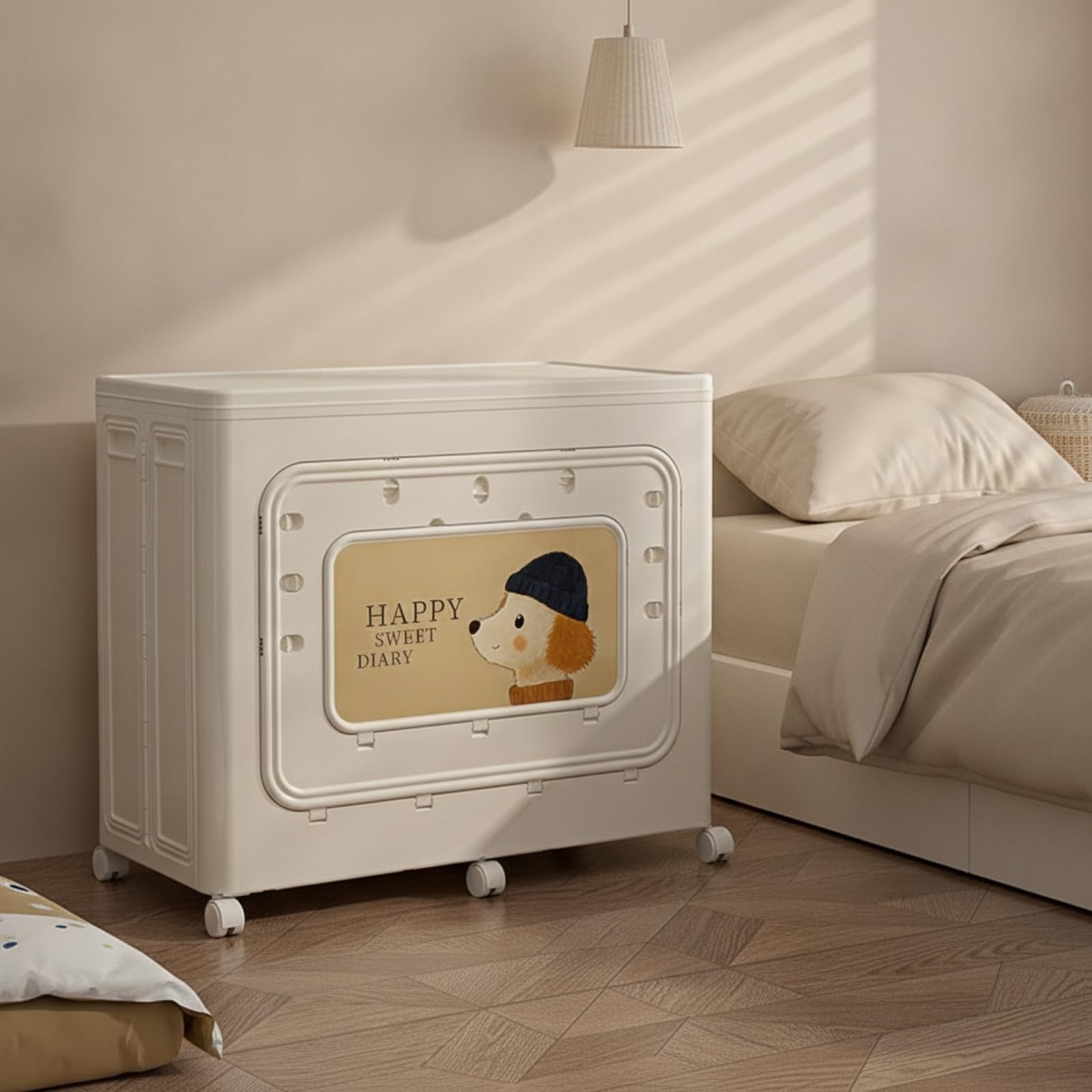 Yajuyi Armario Organizador Plegable con Ruedas para Almacenamiento Ropa y con Tapa y Abertura Frontal para Acceso Facil Acuado para Dormitorio y Salon, Estilo B