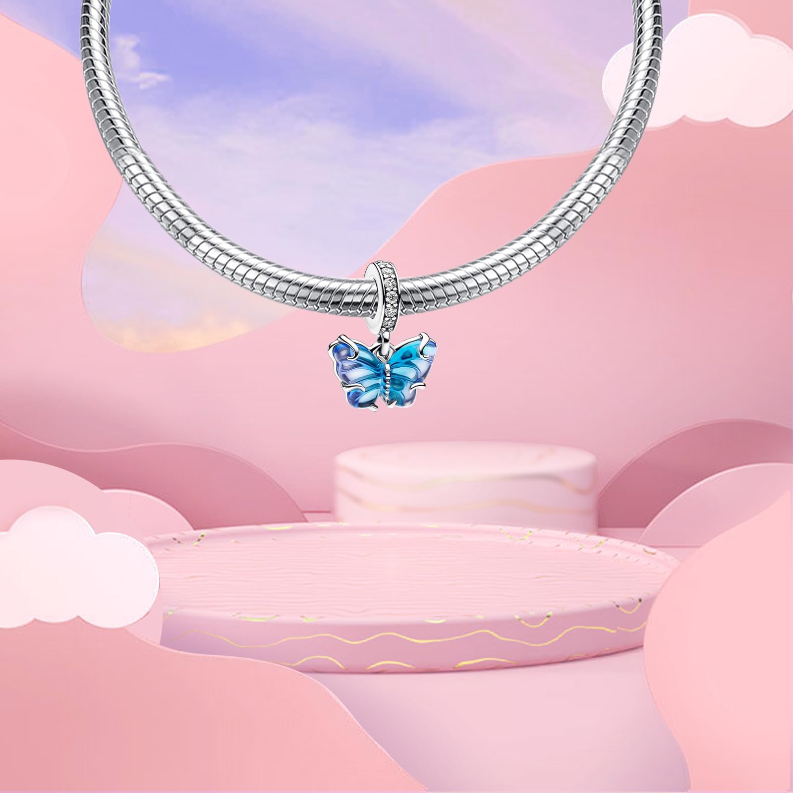 Amuefer Animale Charm Compatibili Bracciale Collana, Argento Sterling Oro Rosa Conchiglia Farfalla Gatto Cane Koala Farfalla Ciondolo Natale Gioielli Regali per le Donne Moglie Amici