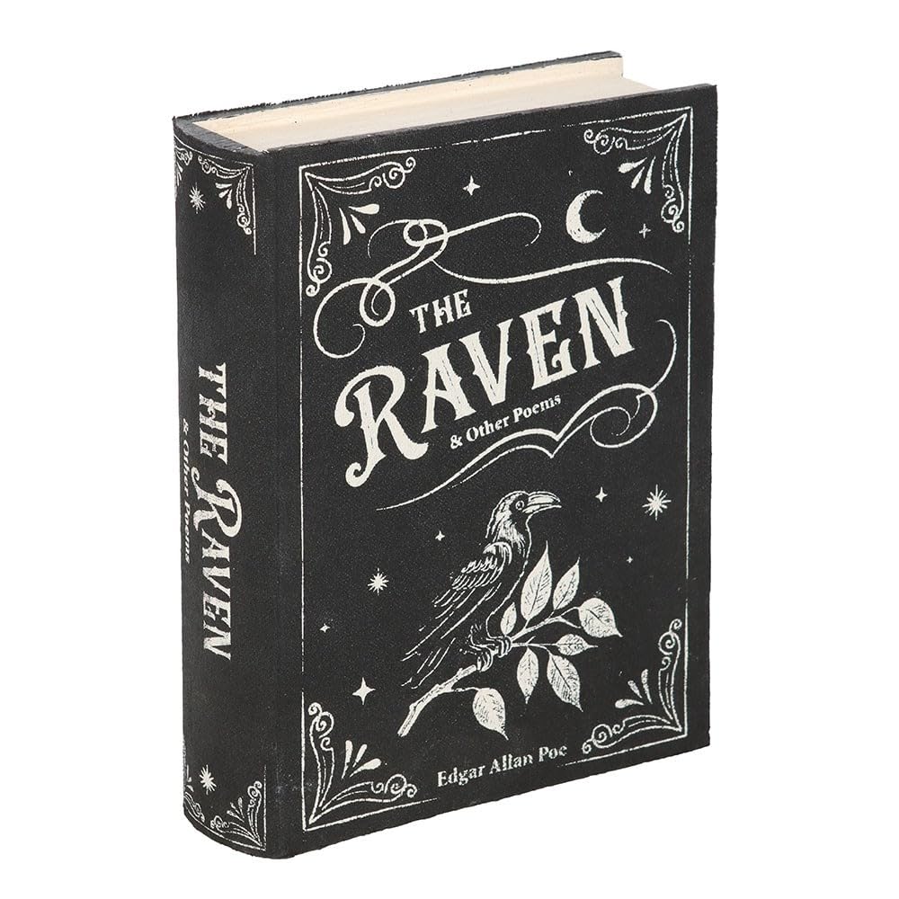 Something Different Wholesale The Raven Book Shaped Storage Box – Gothic Decorative Storage Box Inspired by Edgar Allan Poe with Hidden Compartment for Keepsakes, Jewelry & Small Valuables