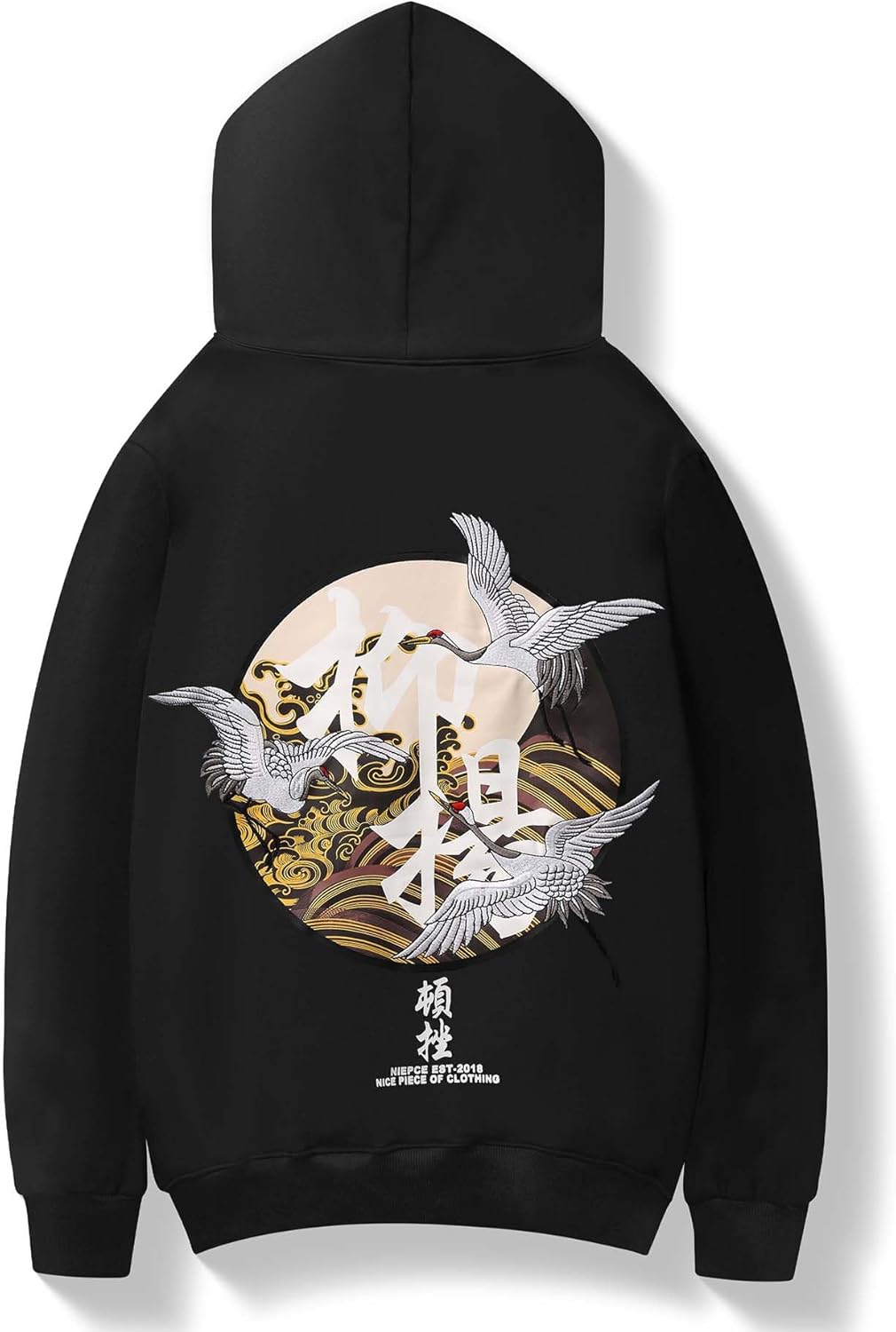 Niepce Inc Streetwear Men's Dragon Embroidered Heavyweight Graphic Hoodies