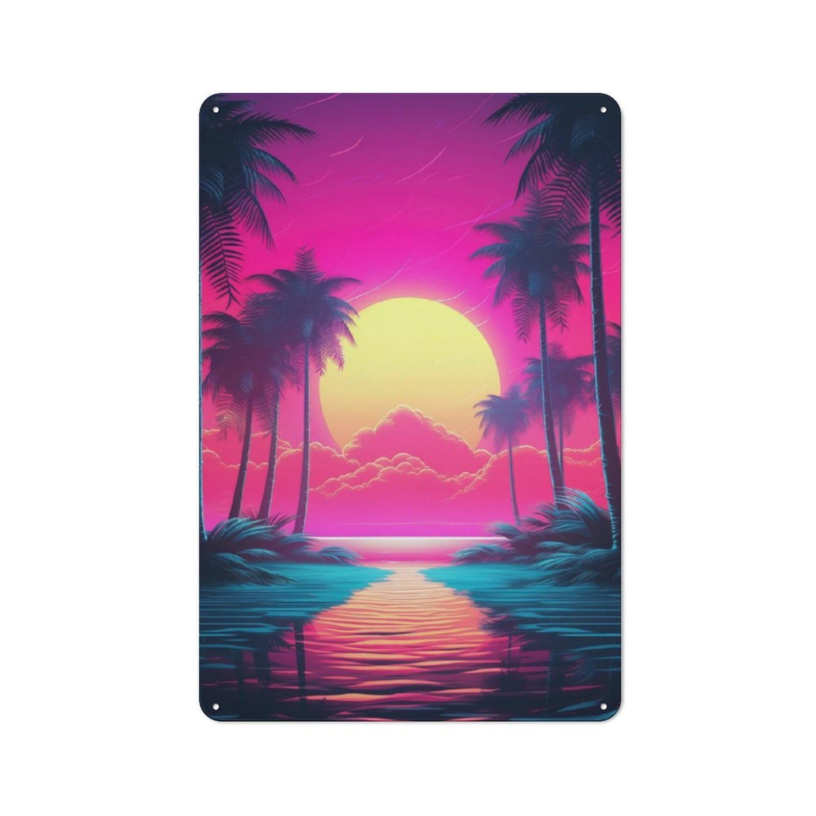 Junmoney Neon Dreamscape Reverie Vintage Tin Sign 30X20cm With For Garage Wall, Suited To People Furnishing A Garage