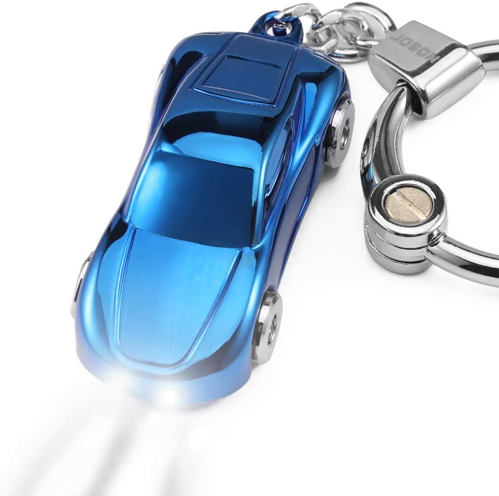 SOMGEM Creative Key Chain Car Keychain Flashlight with 2 Modes LED Lights 2 in 1 Car Key Chain Ring for Office Backpack Purse Charm,Great Gift for Men or Women