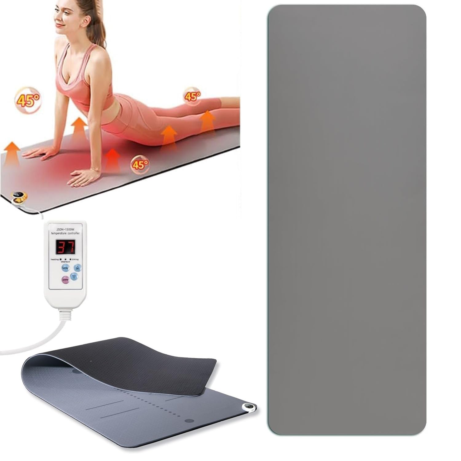 Heated Yoga Mat, Graphene Heated Yoga Mat For Menstrual Cramps, Suitable For Yoga, Pilates And Floor Exercise