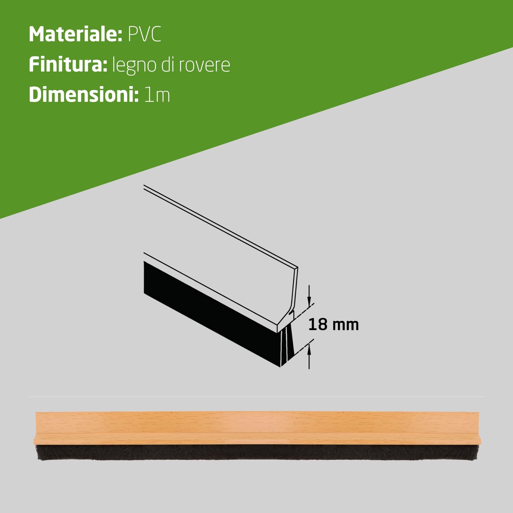 Amig - Paraspifferi adesivo modello 7 | Isolante in PVC per porte | Protezione contro aria, insetti e acqua | Installazione facile | Quercia, 1 m, Imitazione legno