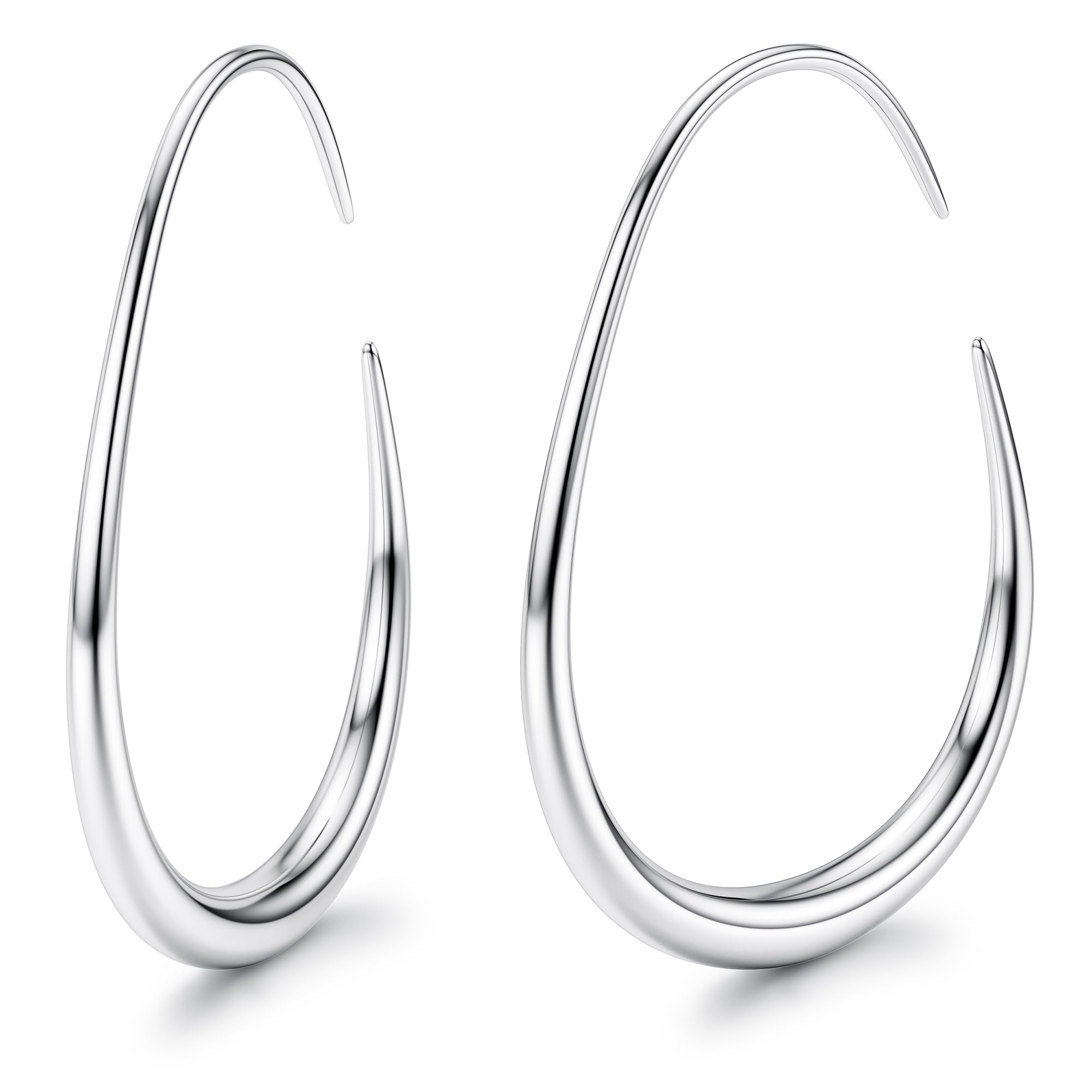 Adramata Orecchini a Cerchio per Donna in Acciaio Inossidabile Orecchini Cerchio Ovali in Oro 18K/Oro Rosa/Argento Ipoallergenici Goccia d'acqua Orecchini a Goccia, 25/30/35/40MM
