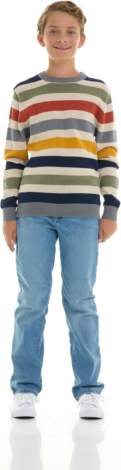 Boys 100% Cotton Crewneck Sweater Soft Knit Pullover for Fall and Winter Long Sleeve Warm Knit - Image 8