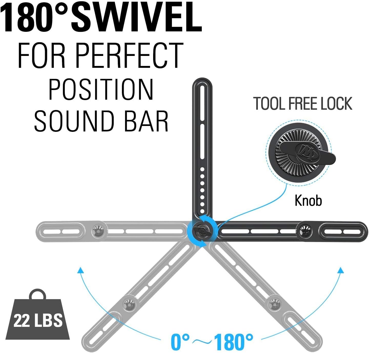 Mounting Dream Full Motion TV Wall Mount and Soundbar Bracket Bundle,TV Wall Mount with Sliding Design Max VESA 600x400mm and 100 LBS, Sound Bar Mount for Mounting Above or Under TV Up to 22 LBS