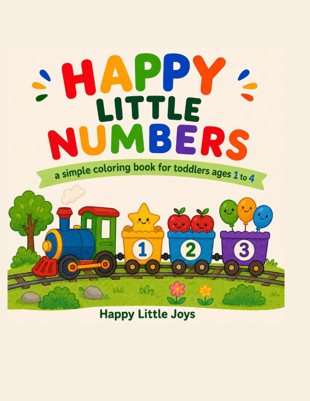 Happy Little Numbers: A Simple Coloring Book for Toddlers Ages 1 to 4