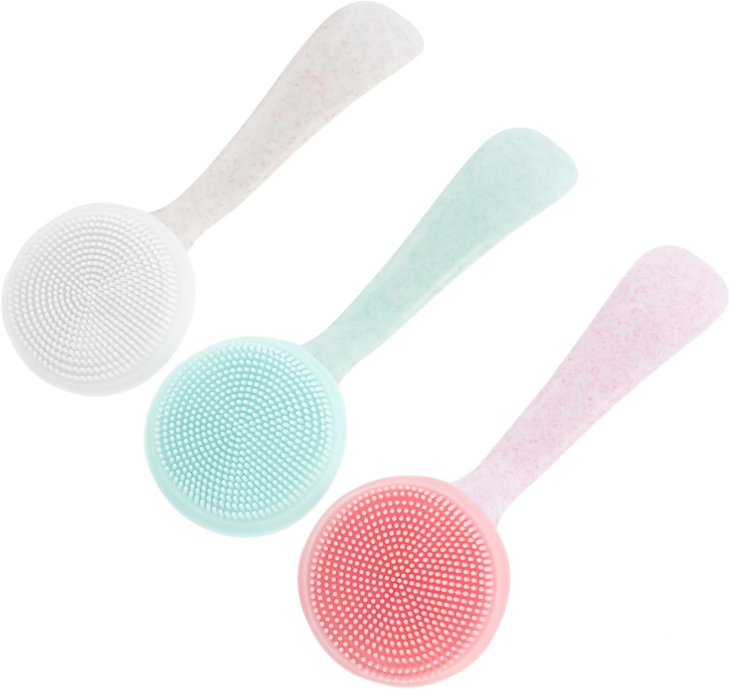 Abaodam 3pcs Silicone Face Cleansing Brush and Facial Scrubber Set, Manual Deep Cleansing Tool Blackhead Removal, Soft Silicone Material for Sensitive Skin, Suitable for Daily Random Color