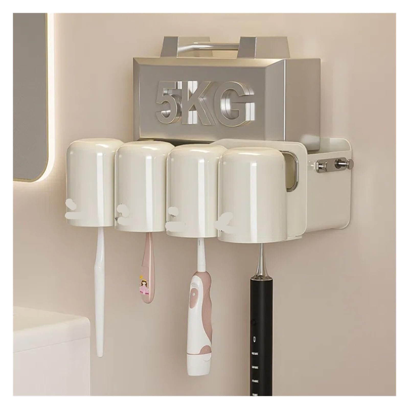 Soporte for Cepillo de Dientes montado en la Pared, Estante Almacenamiento Pasta, Juego baño con Taza Enjuague bucal Transparente