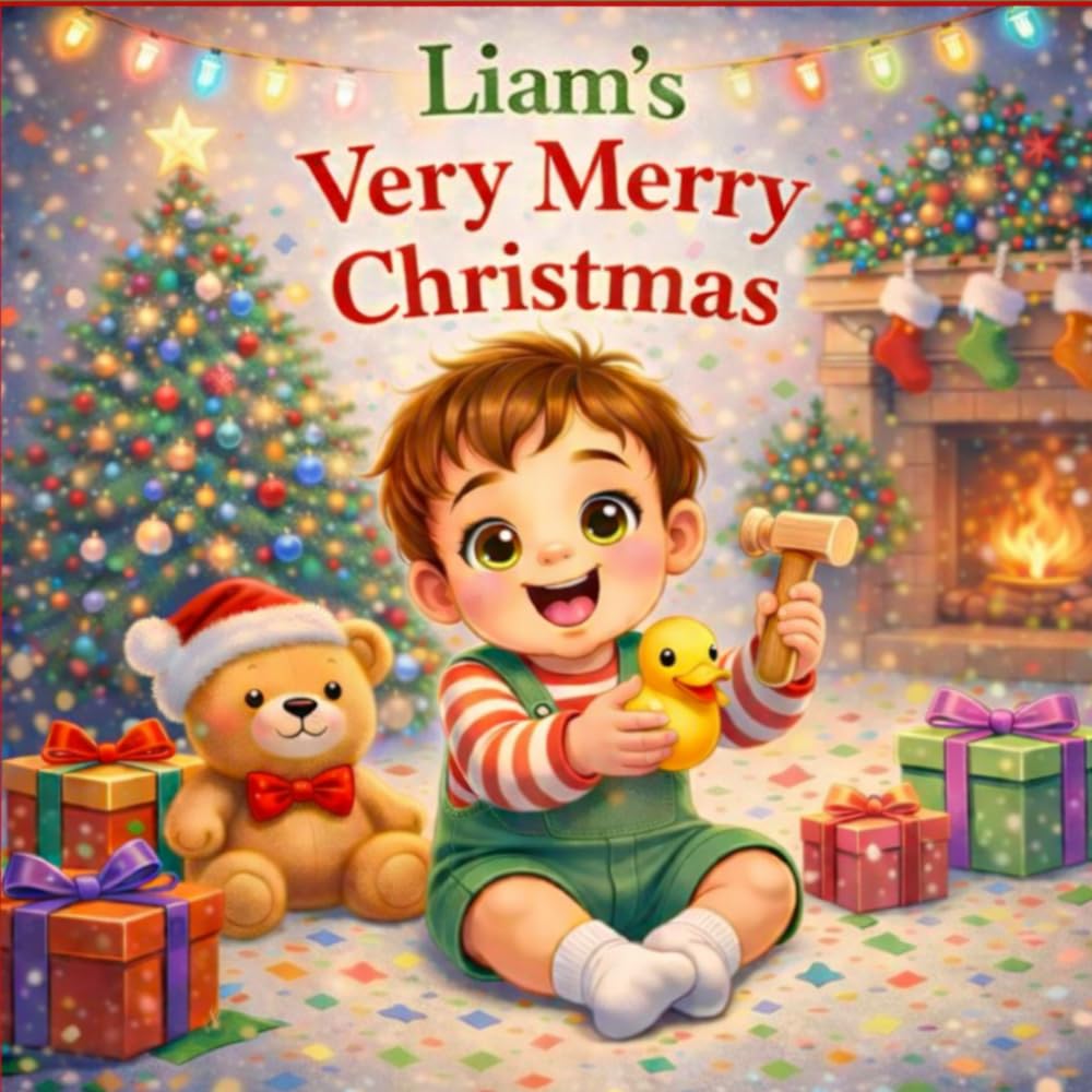 Liam’s Very Merry Christmas: A Personalized Christmas Picture Book for Kids – A Magical Holiday Story (Three Hearts Personalized Baby Book Series (LIAM))