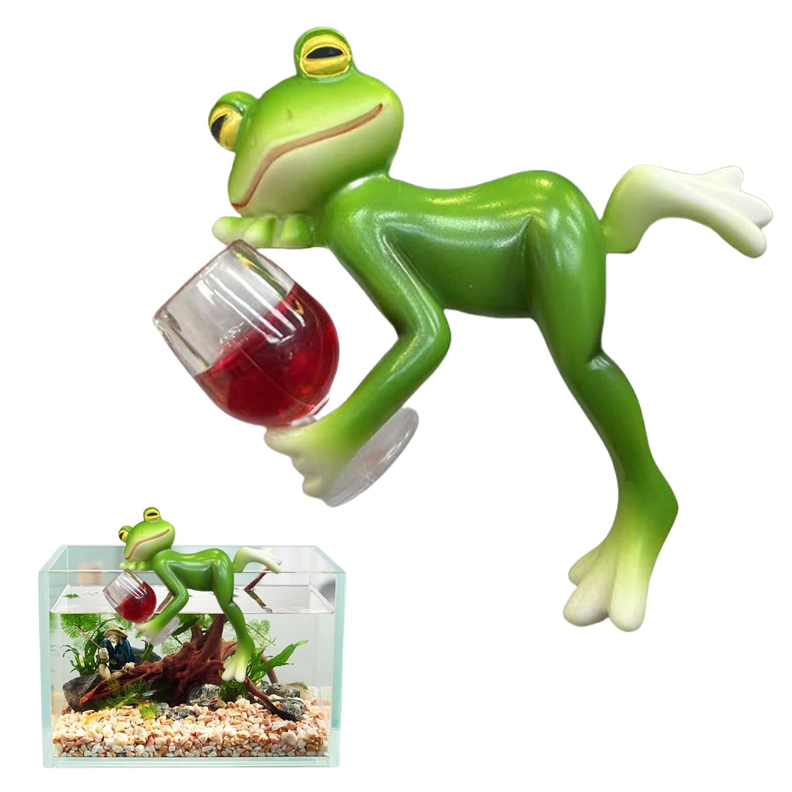 LUMOOM Figuras decorativas de rana para jardín, maceta, ranas, ranas verdes, colgantes de rana, decoración de mini estanque colgante, estatua de resina de animales, decoración de jardín, balcón (C)