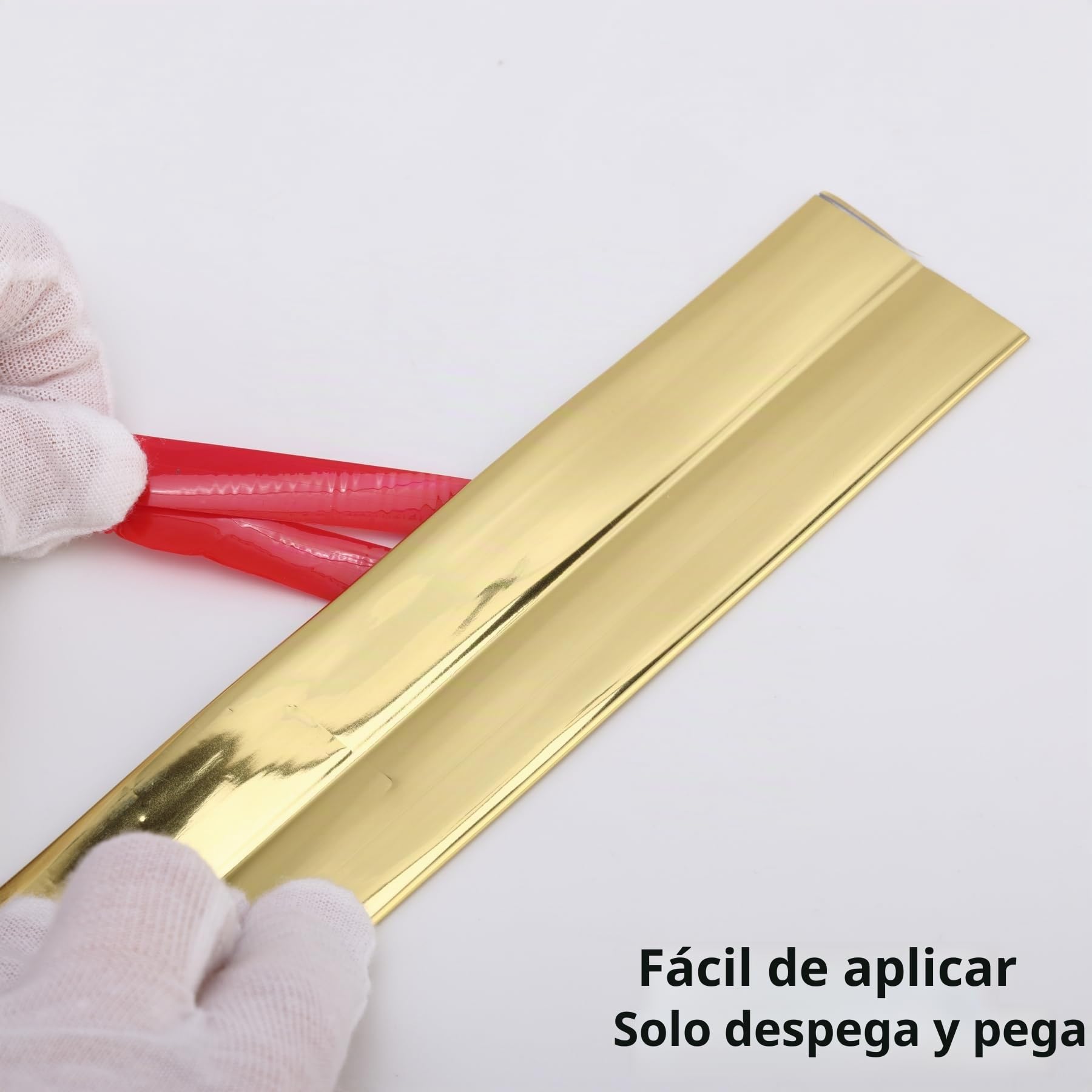 Trimold Brillante Dorado Moldura Multifuncional para Pared, Protección y Decoración de Esquinas y Bordes, Aplicable en Borde de Mesa, Marco de Puerta y Rodapie, 5m x 2cm