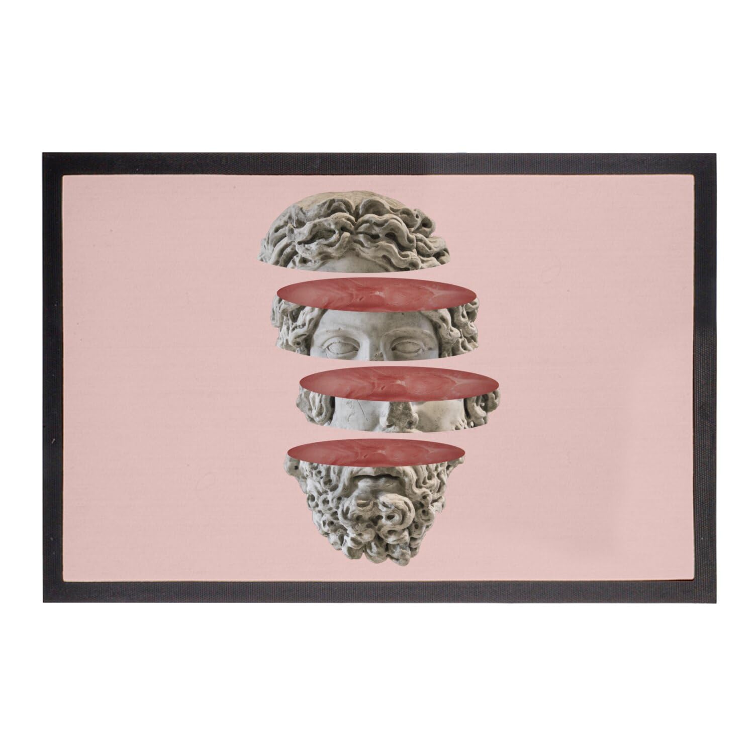 Paillasson Rose Tete tranchée décoratif 60x40cm au design collage surréaliste insolite