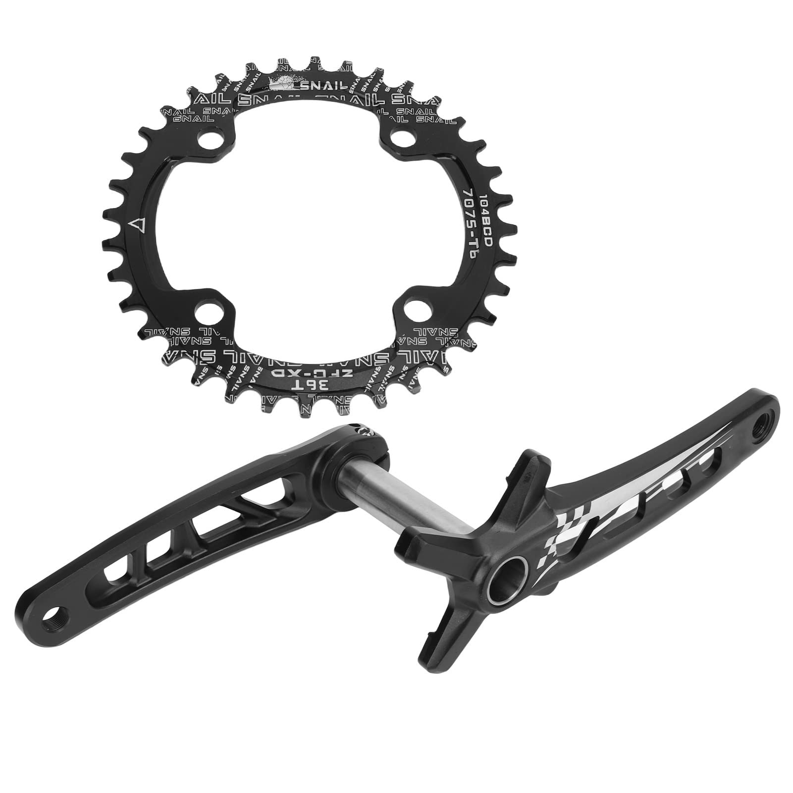 POENVFPO Mechanizm Korbowy Rowerowy Ze Stopu Aluminium, Pusta, Zintegrowana Korba 36T, Pojedyncza Tarcza, do Rowerów Górskich 8 9 10 11 12-biegowych Rowerzystów z Suportem i Zestawem śrub