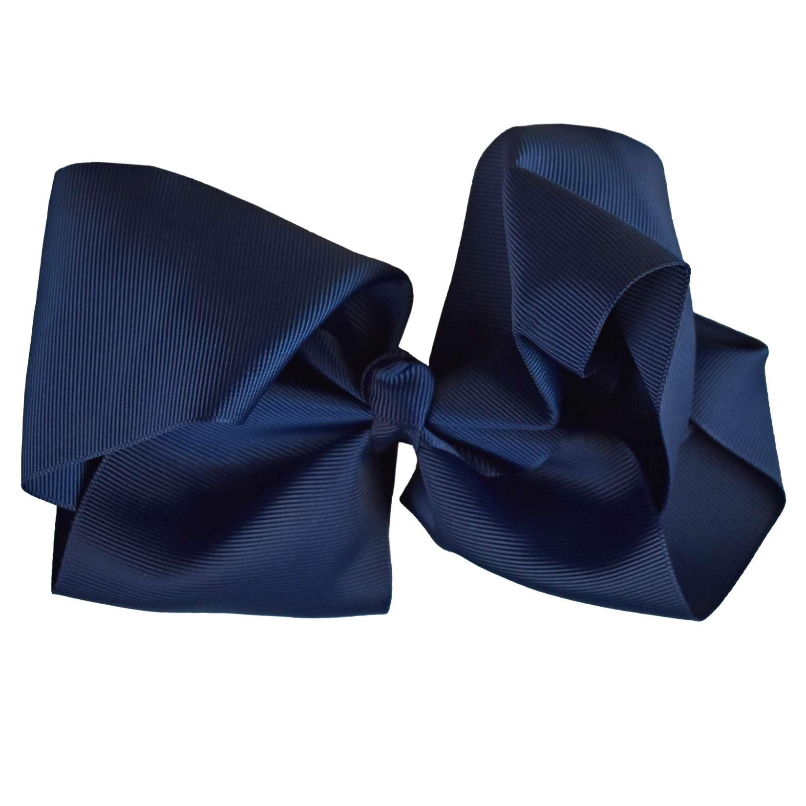 NYFASHION101 Women's Girls' Smooth Grosgrain Ribbon Bow Alligator Clip, Jumbo Navy