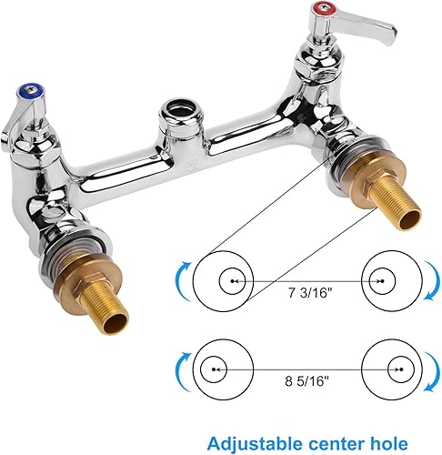 Miniatura 3 de uxcell Grifo de fregadero de cocina para montaje en pared, grifo de fregadero de cocina comercial con boquilla giratoria de 12 pulgadas para
