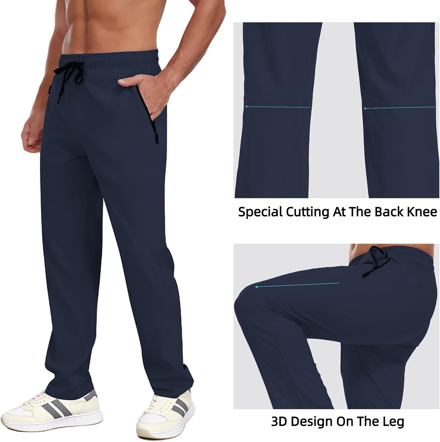 Hiking Pants for Men Quick Dry Water Resistant Sweatpants Elastic Waist UPF 50+ Cargo Causal Travel Work Lightweight Running - Image 6