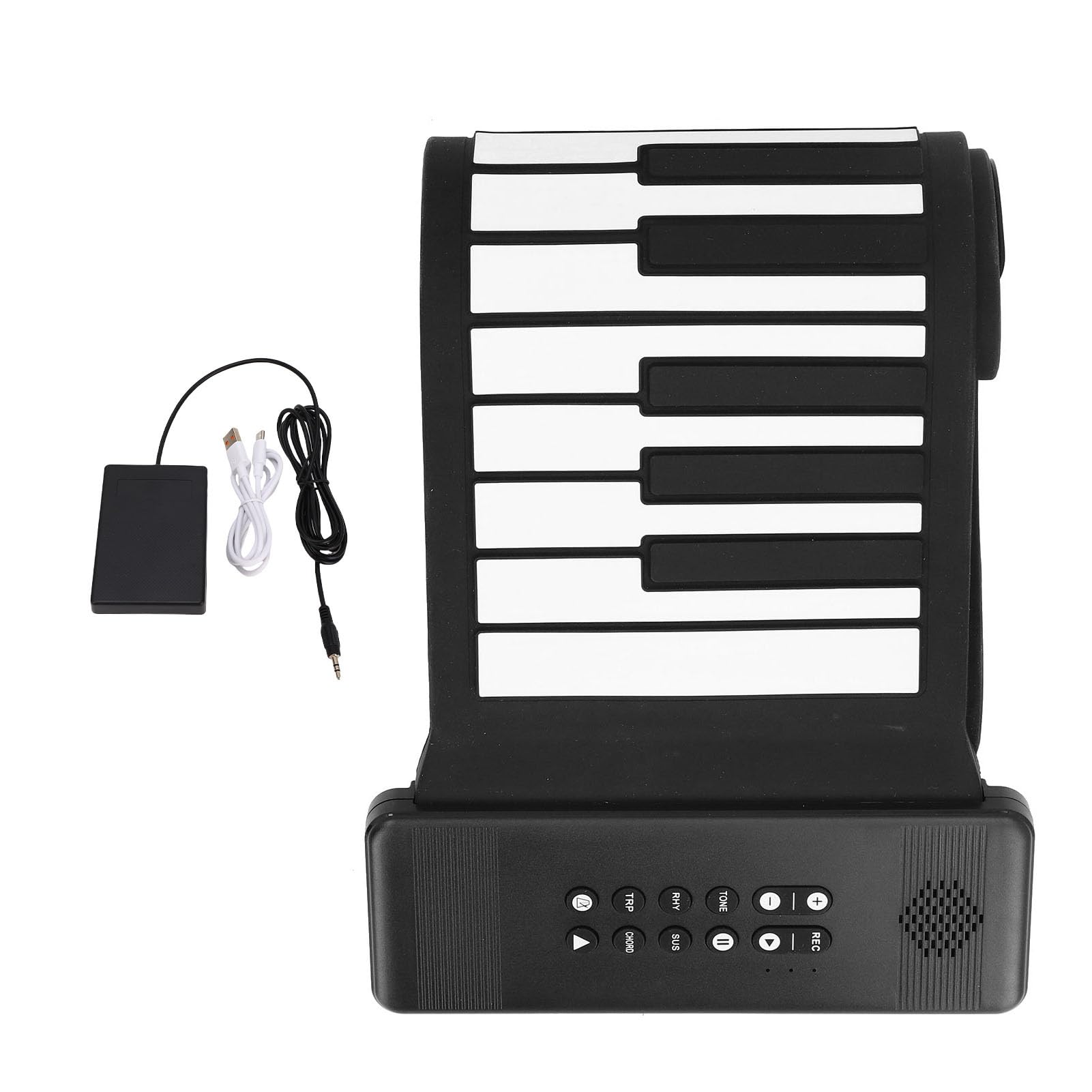 Oprolbare piano met 88 toetsen, oplaadbaar elektrisch pianotoetsenbord met 128 tonen en geïntegreerde luidspreker, MIDI-functie, Bluetooth, draagbare elektrische piano (zwart