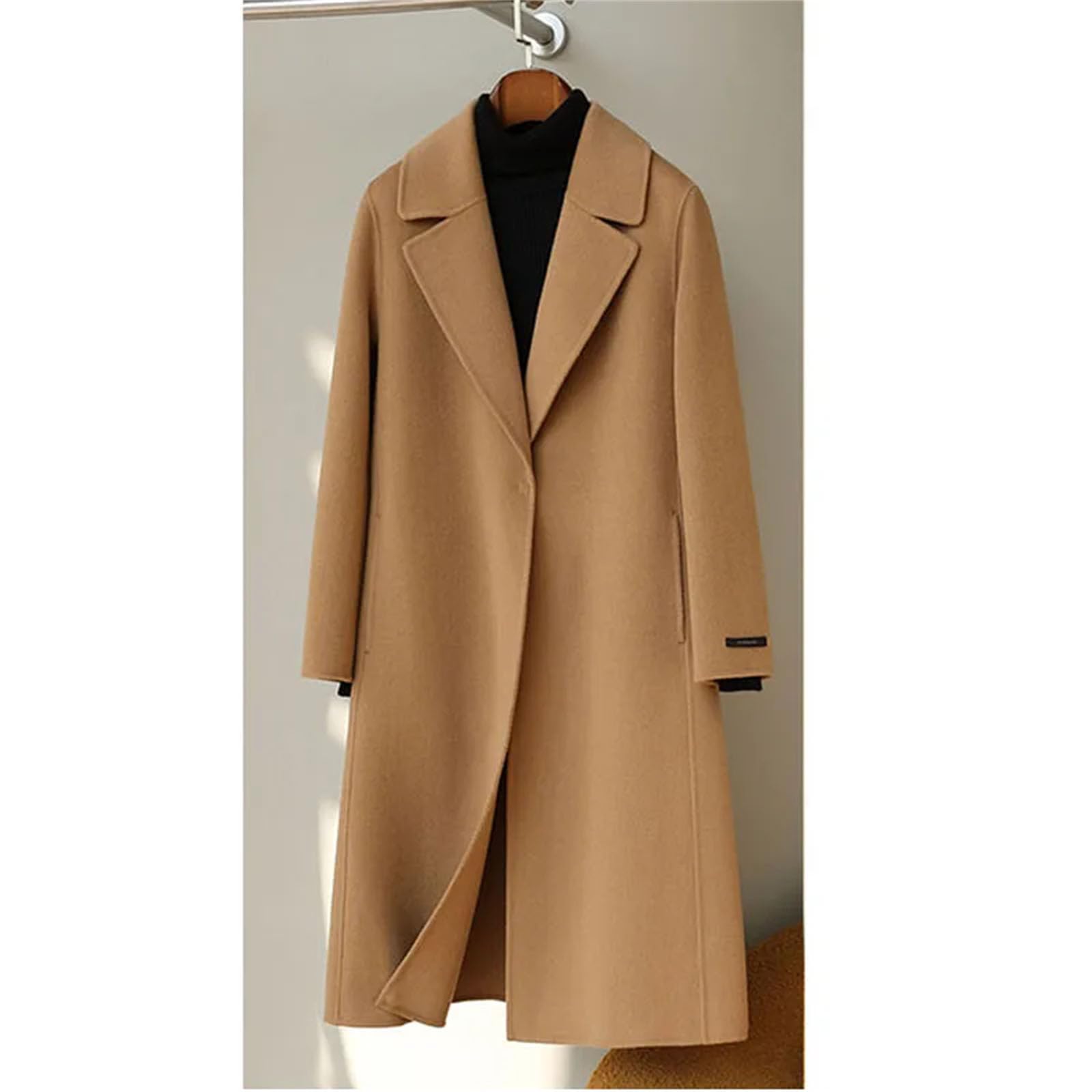 Cappotto invernale in cashmere su entrambi i lati da donna blu cappotto di lana abbigliamento caldo morbido e confortevole