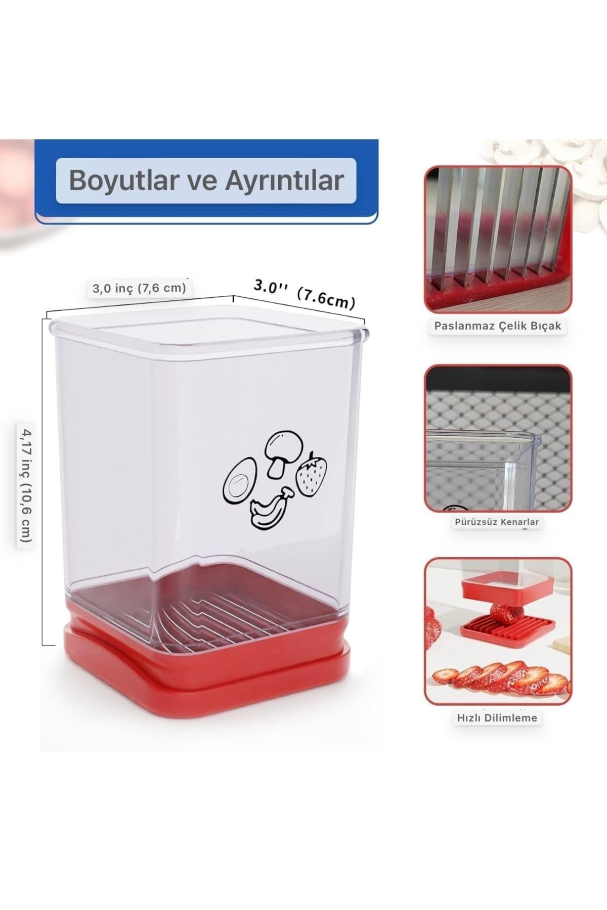 Yenigeldi 2 Adet Meyve Sebze Dilimleme Paslanmaz Çelik Bardak Dilimleme Yumurta Dilimleme,