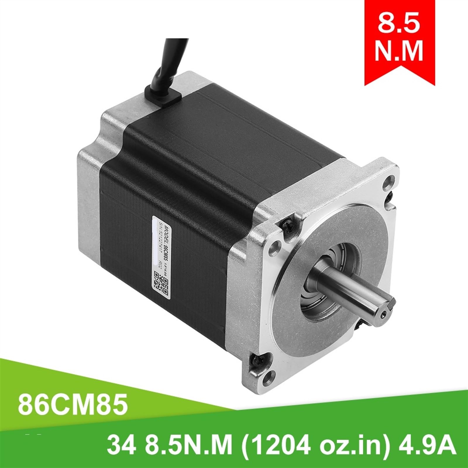 Rtelligent wysoki moment obrotowy, 85 kg, 8,5 Nm, 34 silnik krokowy, 8 przewodów, średnica wału 12,7 mm, silnik krokowy 4,9 A, do zestawu CNC, 1 szt., średnica 8 przewodów - 12,7 mm