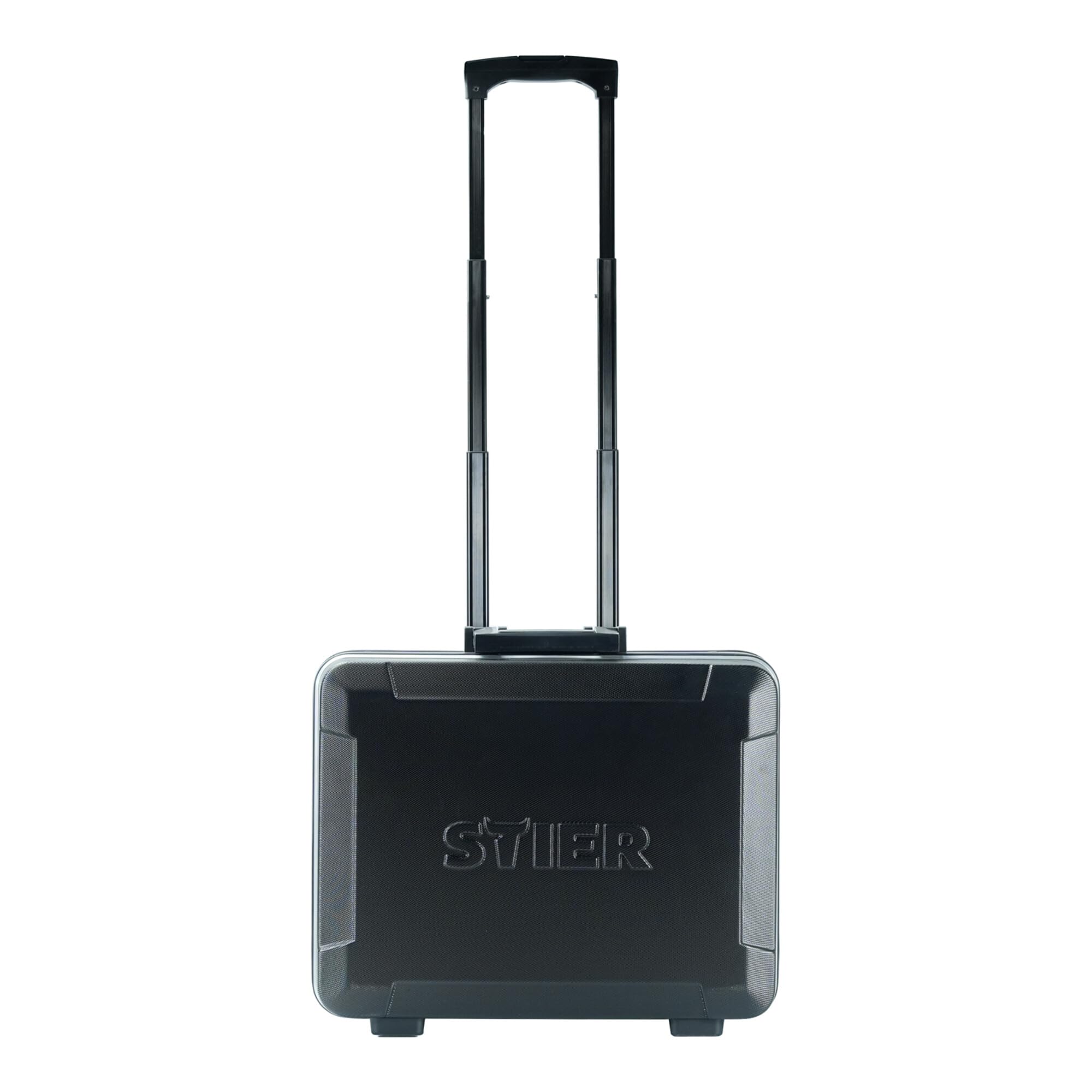 Valigetta portautensili STIER trolley vuoto, robusta valigetta trolley con plastica ABS e alluminio, Toolbox nera con ruote incluse serrature di sicurezza, pratiche tasche per utensili