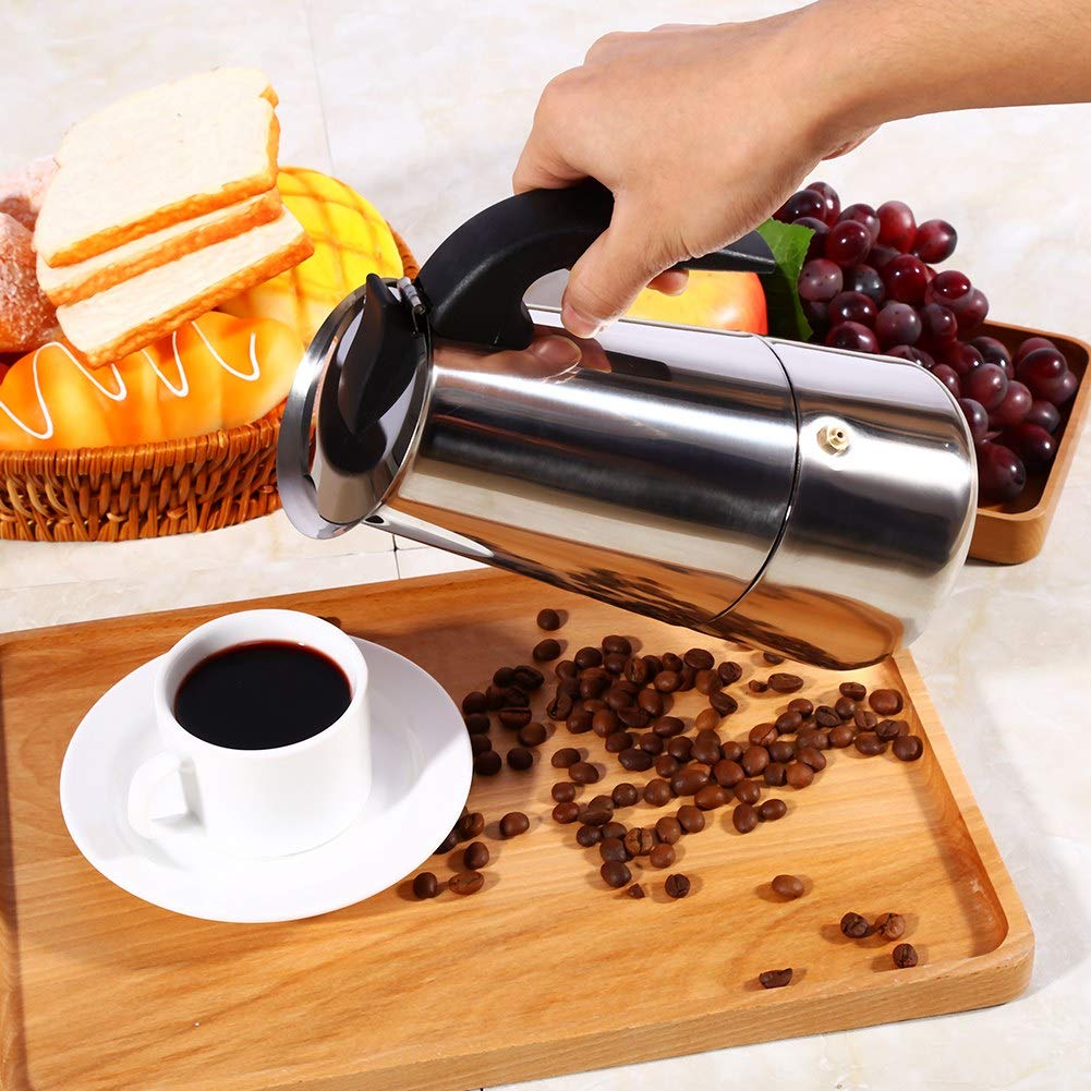 Coffee Maker, Coffee Maker, Asixx Stainless Steel Coffeemaker or Press Coffee Maker Perfect for Using in Home or Office, 4 Sizes(450ml)