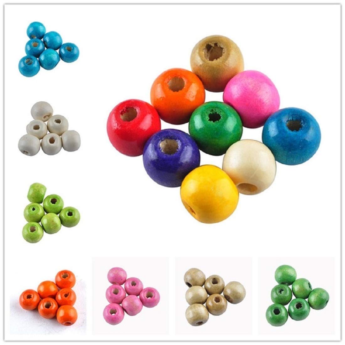 Home REPUBLIC-100pcs 6 mm Jewelry Findings Round Shape Beads Mix Color Wooden Beads Bracelet Department