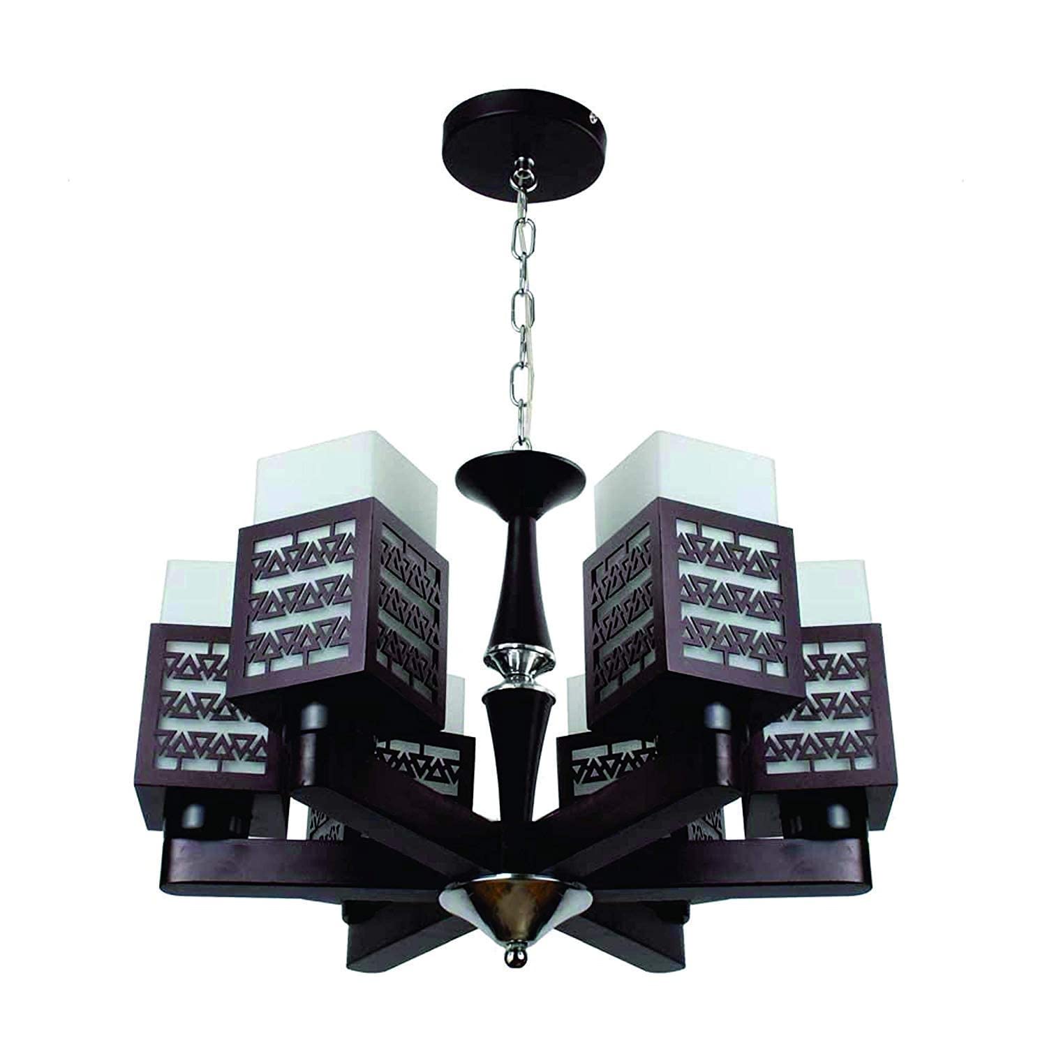 Buy kinis 6 Light Triangle Cutting Design Brown Jhoomer/Chandelier ...