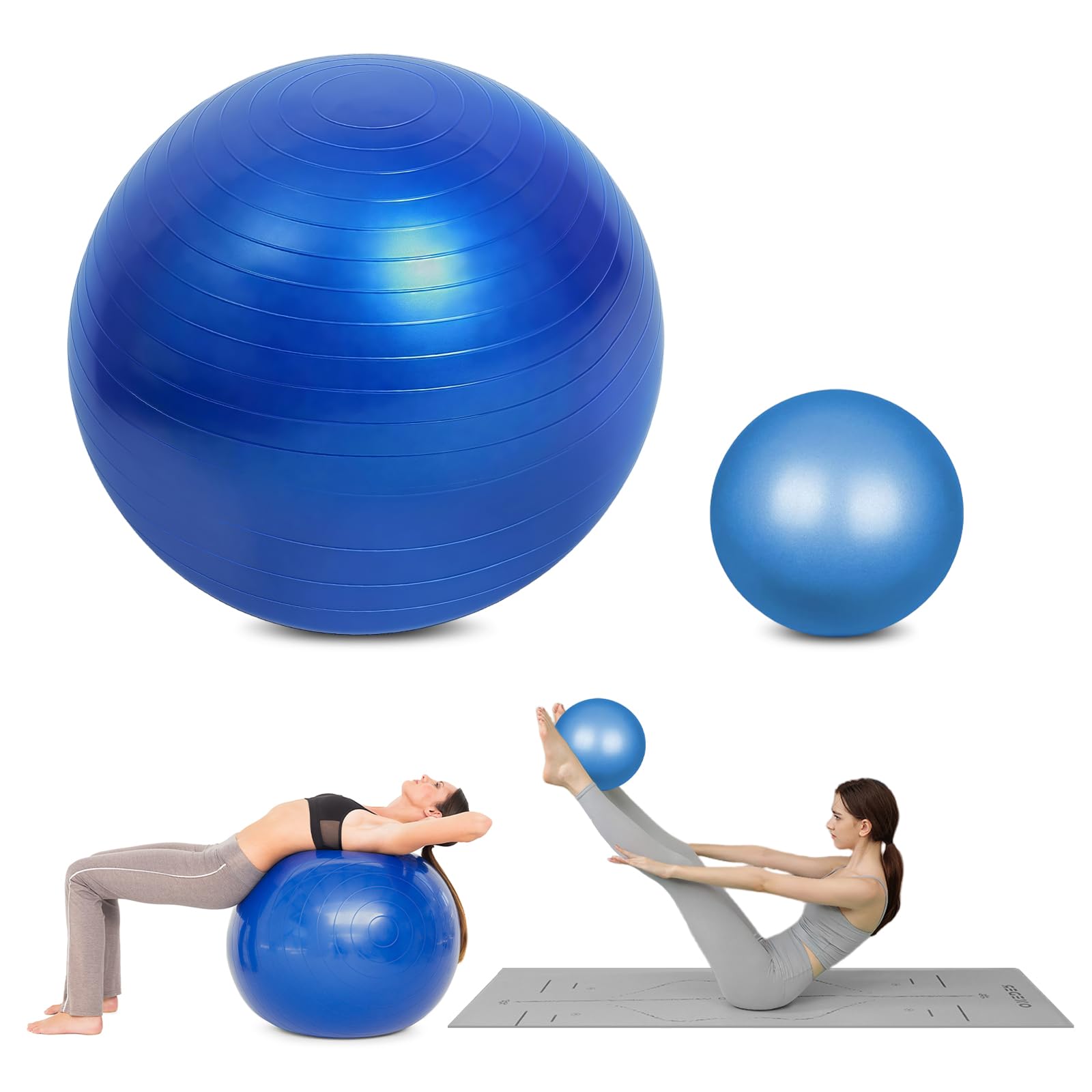 flintronic Palla Fitness, Palla da Ginnastica, 55/65/75/85cm Palla Anti-Scoppio, Palla di stabilità, con Pompa, Strumento Tappo Pompa, E Manuale per Yoga, Esercizi di Equilibrio, Allenamento, Fitness