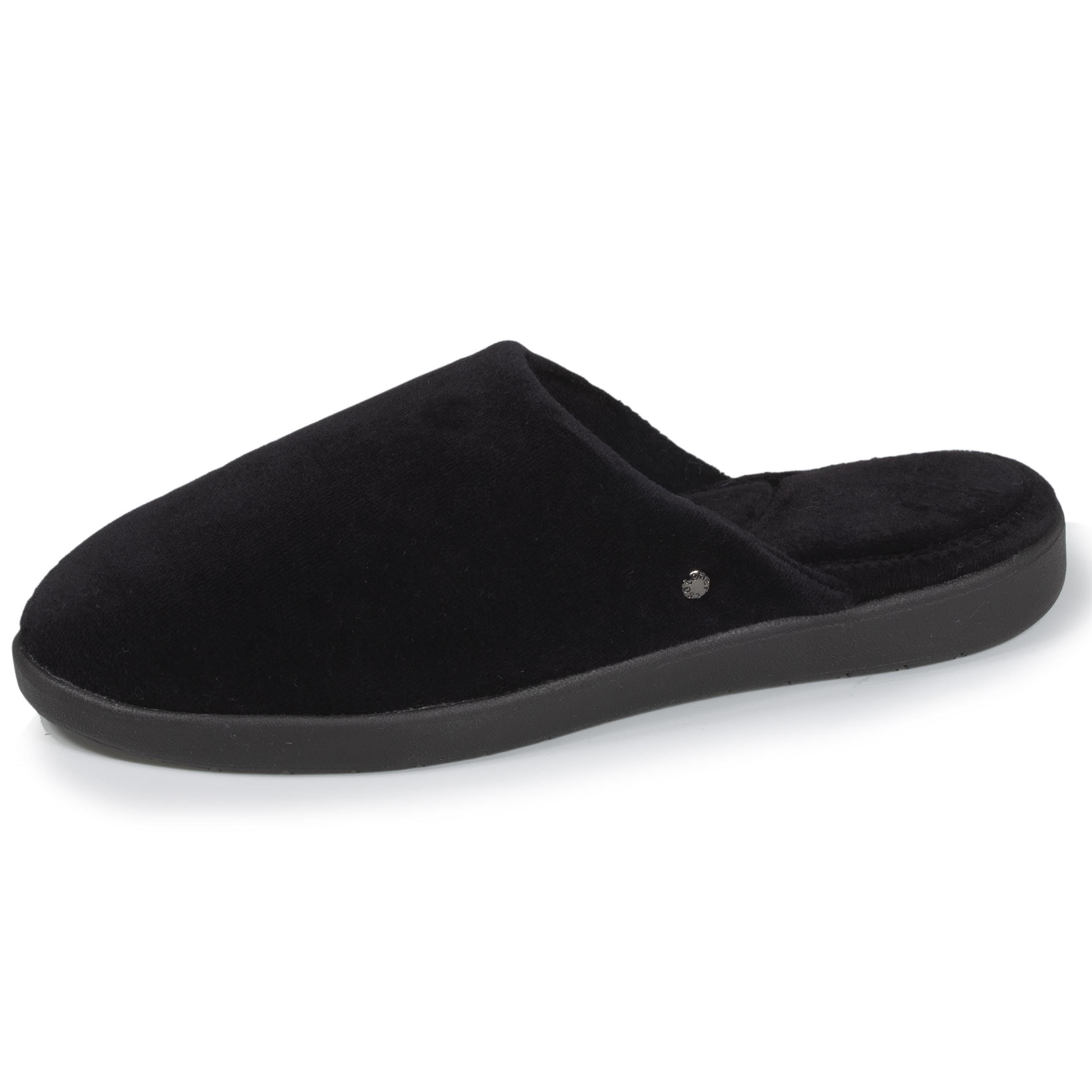Isotoner Chaussons pantoufles Mules femme en velours ultra doux, 37, noir