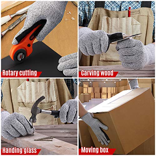 Schwer Level 5 Cut Resistant Cutting Gloves For Wood Carving Rotary Cutting Handling Glass Moving Boxes With Rubber Grip （L） #TOP4