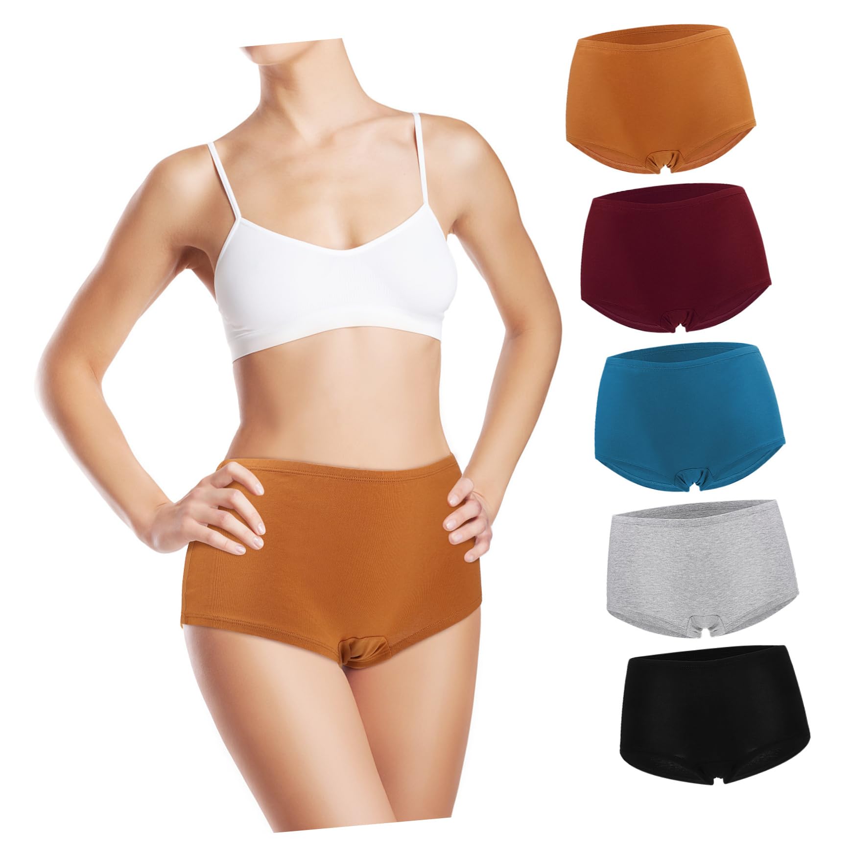 5piezas Bragas de Mujer Algodón Talla Xxl Ropa Interior de Cobertura Completa Braguitas de Algodón para Mujer Calzoncillos Tipo Bóxer Uso Diario