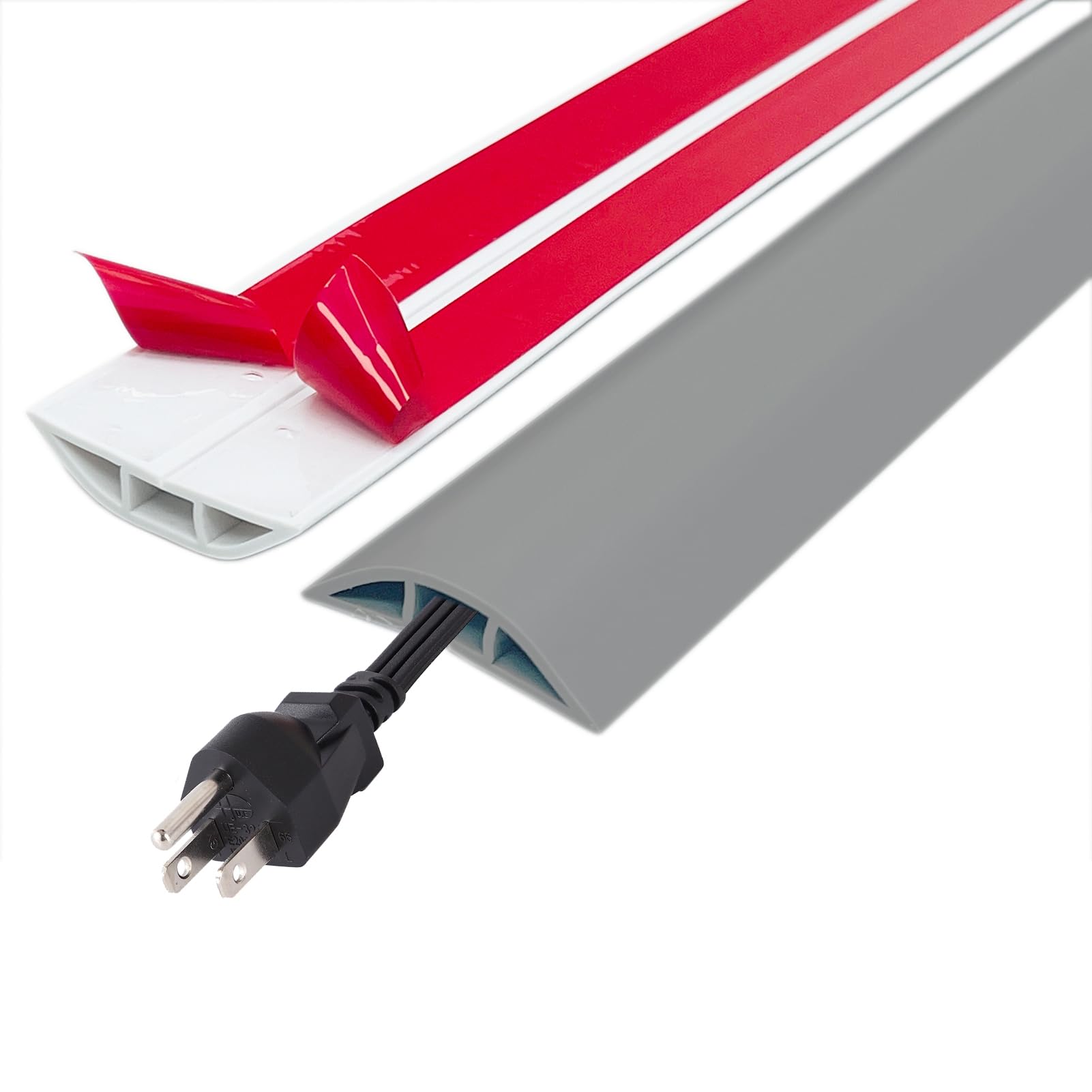 10 FT Floor Cord Cover, Cord Covers For Wires On Floor, Cord Protector, Floor Cable Cover, Hide Extension Cord Covers For Floor, Cable Cavity: 0.47" (W) X 0.29" (H), Black