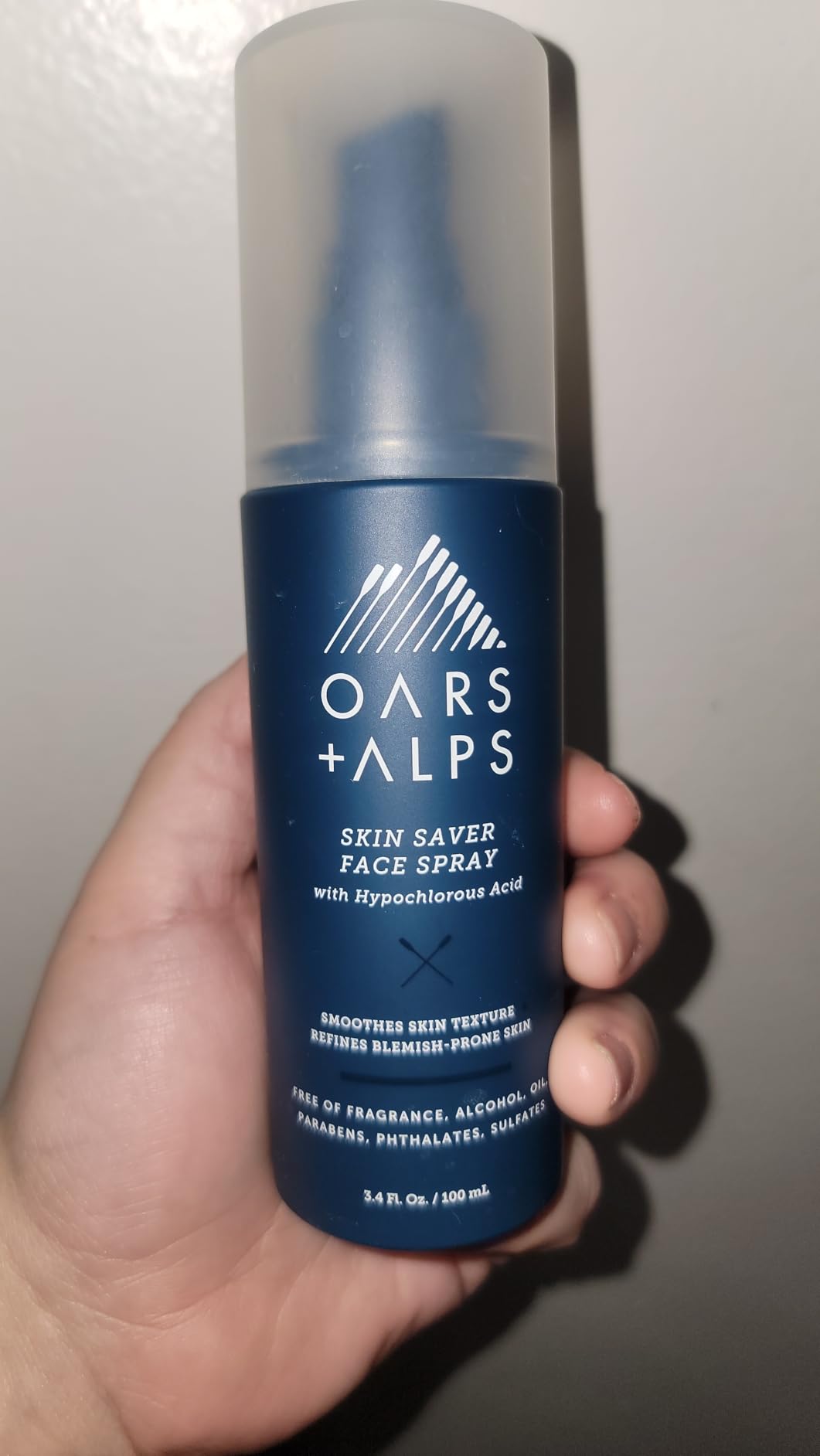 Oars + Alps Skin Saver Facial Spray for Sensitive Skin, Face Spray with Hypochlorous Acid for Breakouts, Itchy, Acne- Prone Skin, Rashes, Redness, Workouts, Traveling, Safe & Clean Ingredients, 3.4oz