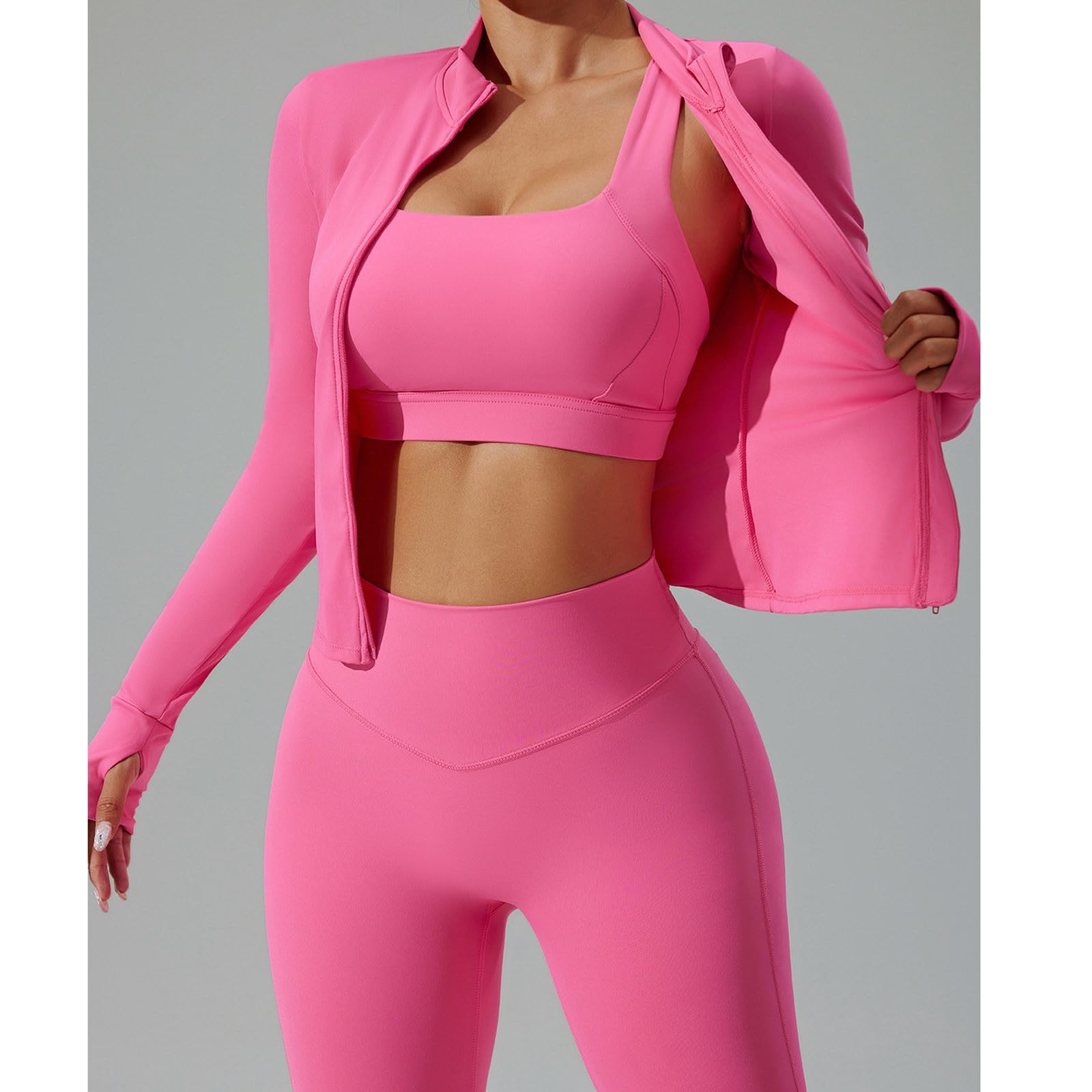 Damen Traingsanzug Sport Sets T-Shirt Damen Gym Top Sport Oberteil + Push Up Leggings Set Nahtloses Trainingsanzug Yoga Outfit Elastische Blickdicht Bauchweg Jogginganzug Bequeme Freizeitanzug