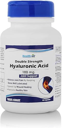 Ácido hialurónico Dalal de doble fuerza de 100 mg, 60 cápsulas Apoya el tejido conectivo saludable y las articulaciones - Promueve una piel