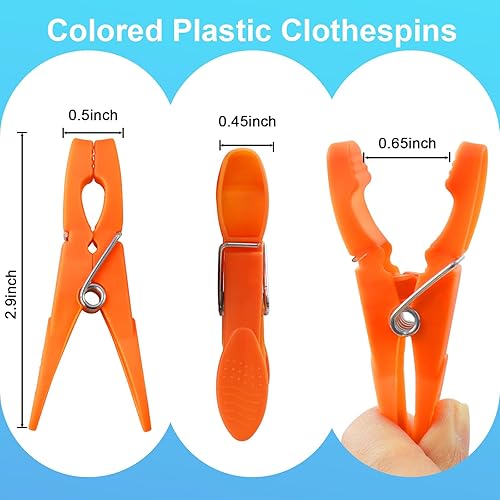 Miniatura 2 de Paquete de 48 pinzas de plástico coloridas, resistentes para ropa sucia, pinzas para línea de secado, pequeños alfileres de ropa de colores para