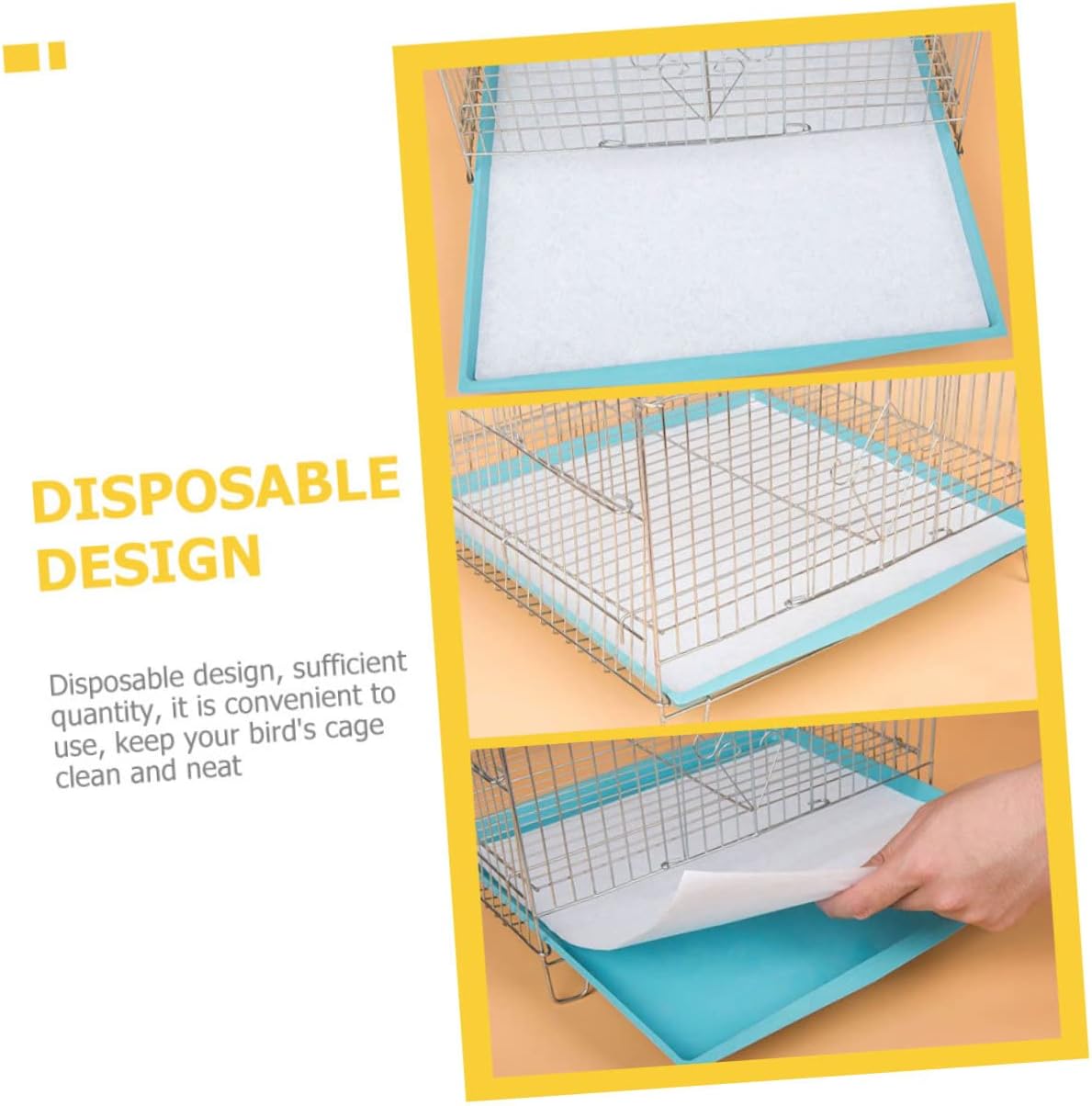 300pcs Bird Cage Liner Paper Absorbent Thick Pads for Parrot Parakeet and Bird Cages Easy to Clean and Replace