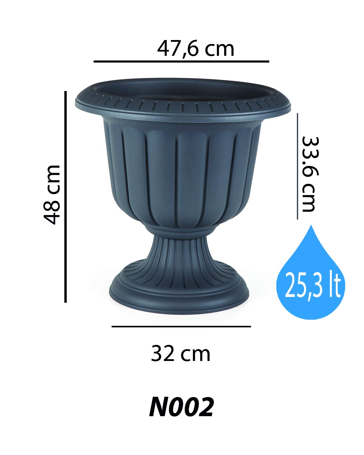 Jardinière taupe gracieuse sur pied - 60cm - 47L résistante aux UV - Pot à épices rond - Jardinière - Nergiz