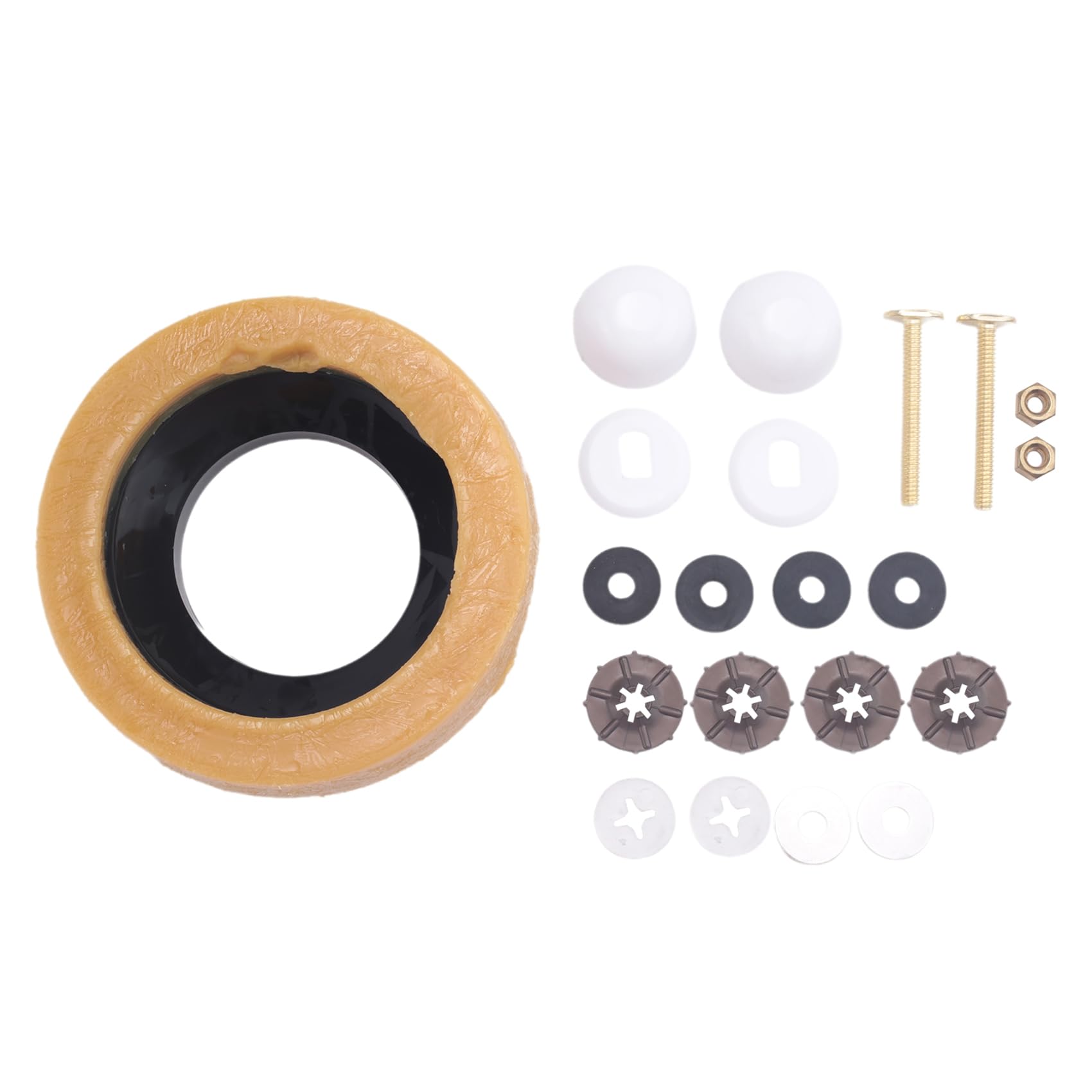 CTRLZS Toilet Wax Ring Kit for Floor Outlet Toilets New Install or Re-seat Include Closet Bolts,Bolt Caps,Flange and Washers
